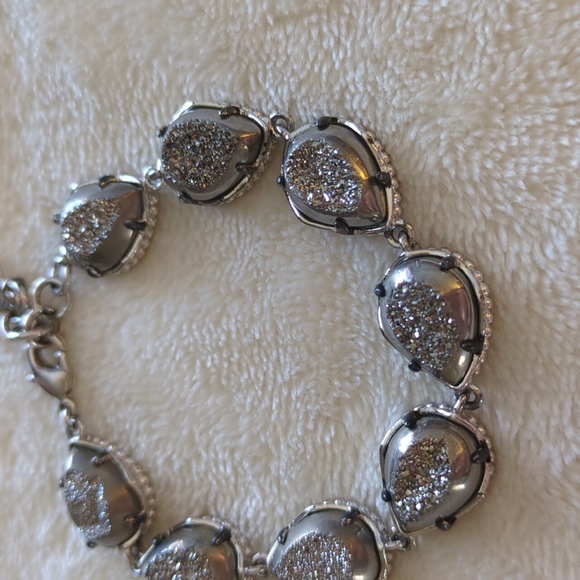 Kendra Scott Platinum Drusy Rhodium Silver Brynn Bracelet RARE - Picture 3 of 12